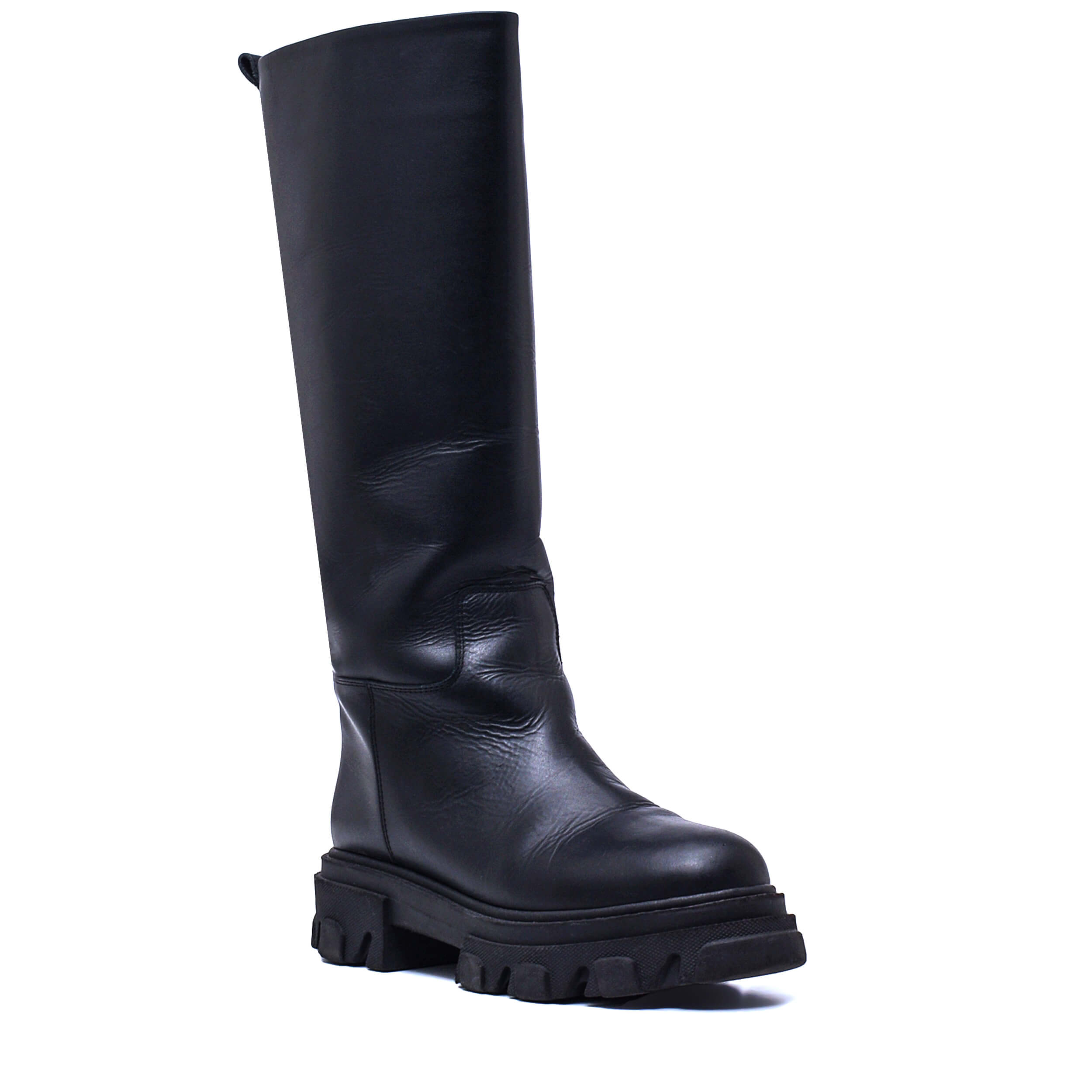 Gia X Pernille Teisbaek - Black Leather Bulldozer Long Boots / 40